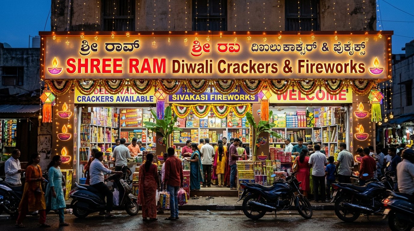 Shree Ram Diwali Crackers Fireworks Retail Storefront in Bangalore